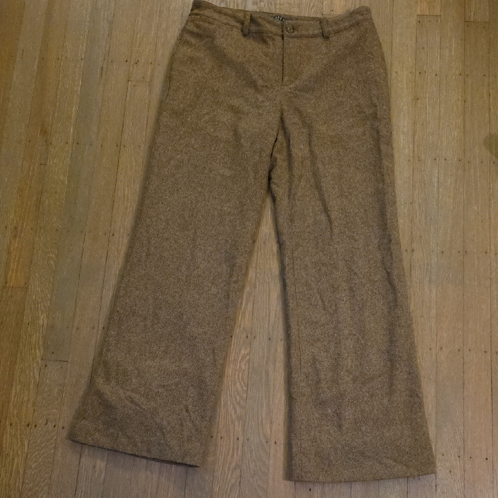 Lauren Ralph Lauren Wool Blend Fully Lined Brown Tweed Slacks Trousers Size 10